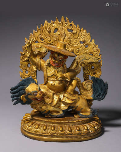 A Gilt Wealth Buddha Bronze Statue