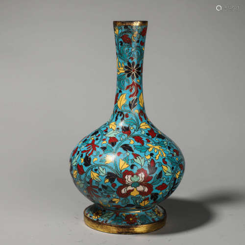 A Flower Pattern Bronze Cloisonne Vase