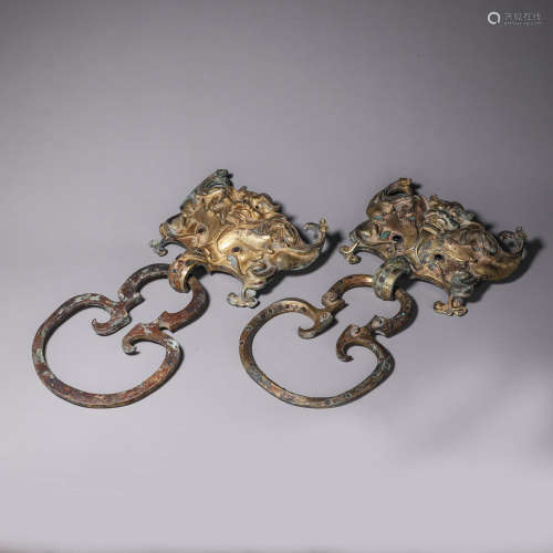 A Pair Of Bronze Gilt Door Handle