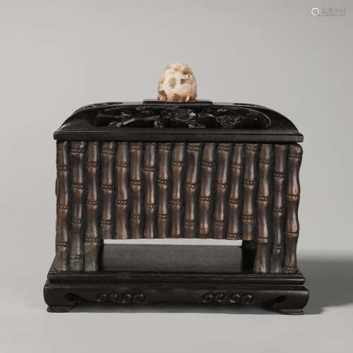 A Bronze Carved Plum Blossom And Bamboo Pattern Incense Burn...