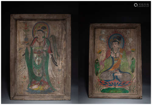 Chinese Liao dynasty wooden painted board painting