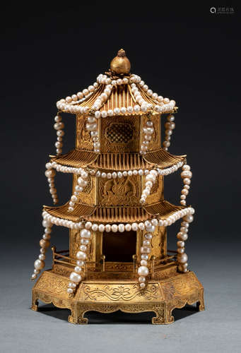 Chinese Tang Dynasty pure gold pagoda