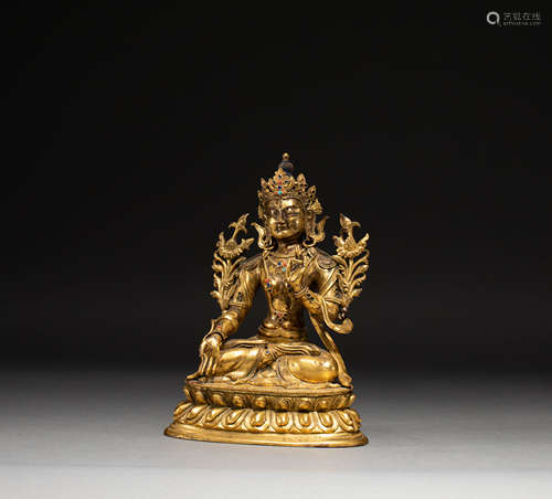 Gilded white Tara Buddha from Qing Dynasty, China