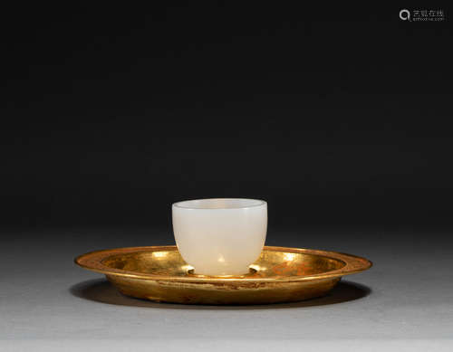 China liao Dynasty Hetian jade gilt gold flower