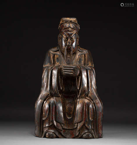 Ancient Chinese bronze statue of Guan Gong