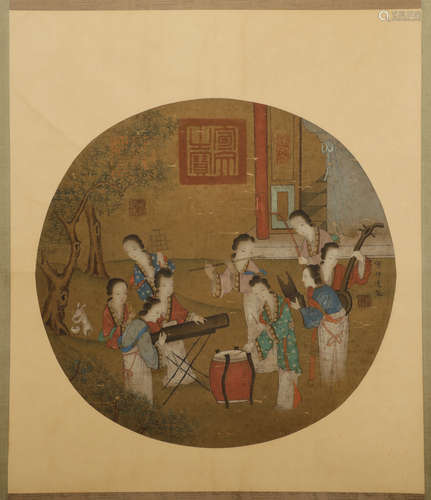 Song Dynasty Cao Zhongda jiyue diagram silk scroll