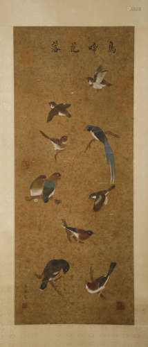 Vertical scroll of Rare birds of Lin Chun in Song Dynasty