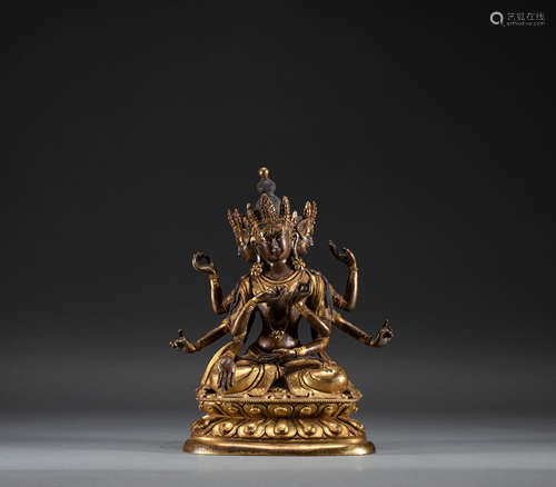 Chinese Qing Dynasty bronze gilt Buddha statue