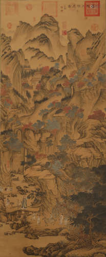 Vertical scroll of Wang Meng's migration in Yuan Dynasty