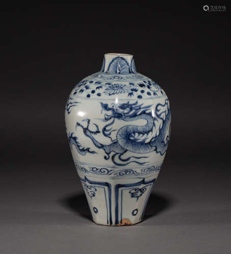 Chinese qing Dynasty blue and white plum vase