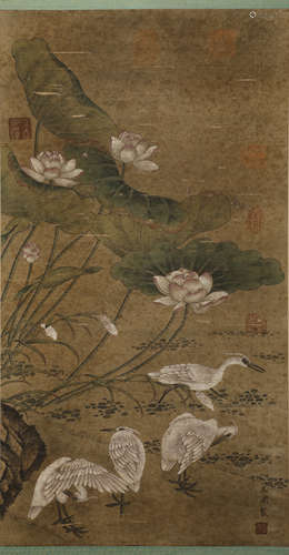 Song Dynasty Wang Yuan all the way connecting the branch sil...