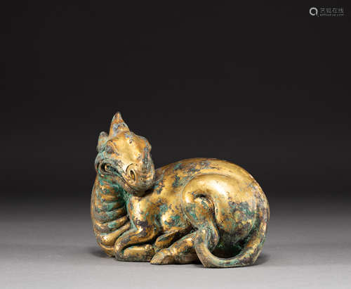 Chinese Han Dynasty gilded bronze beast