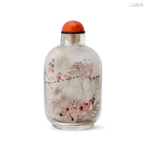 AN INSIDE-PAINTED GLASS SNUFF BOTTLE