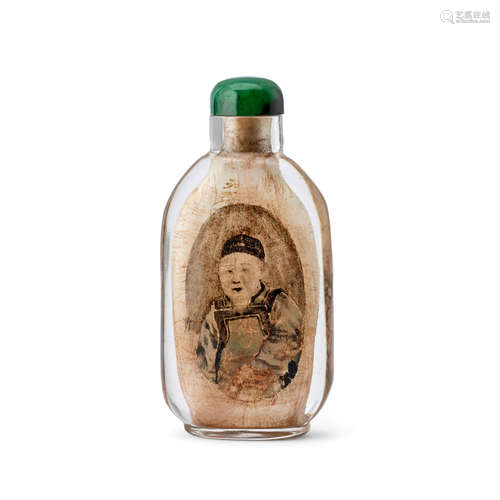 AN INSIDE-PAINTED GLASS SNUFF BOTTLE