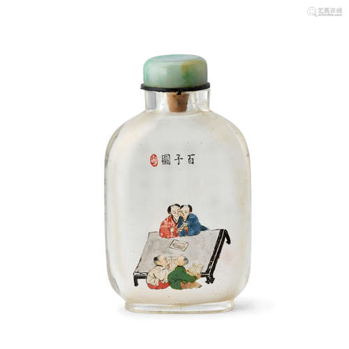 A rare INSIDE-PAINTED GLASS SNUFF BOTTLE