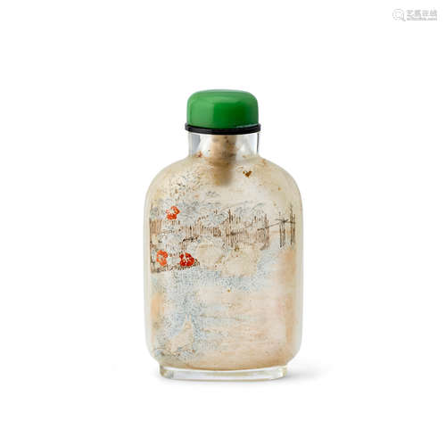 AN EXTREMELY RARE INSIDE-PAINTED GLASS SNUFF BOTTLE