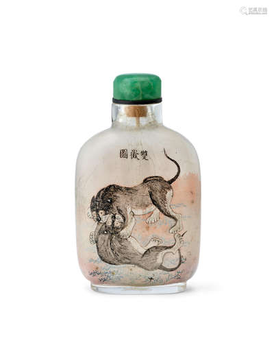 AN INSIDE-PAINTED GLASS SNUFF BOTTLE