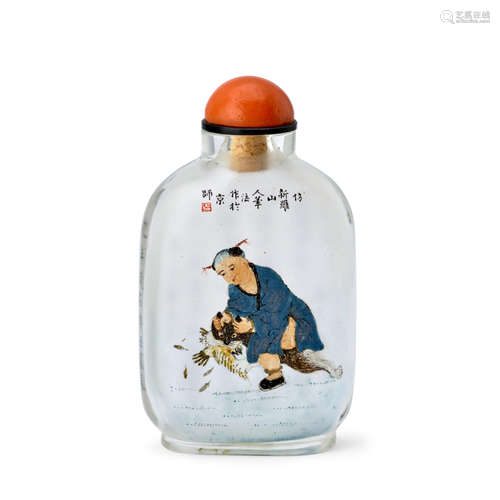 A RARE INSIDE-PAINTED GLASS SNUFF BOTTLE