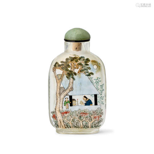 AN INSIDE-PAINTED GLASS SNUFF BOTTLE