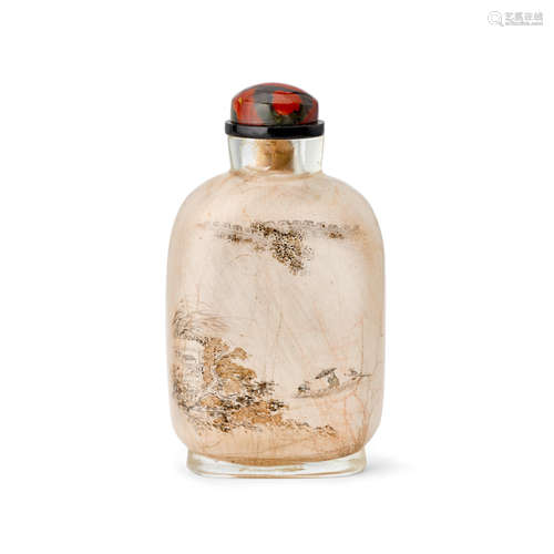 AN INSIDE-PAINTED GLASS SNUFF BOTTLE