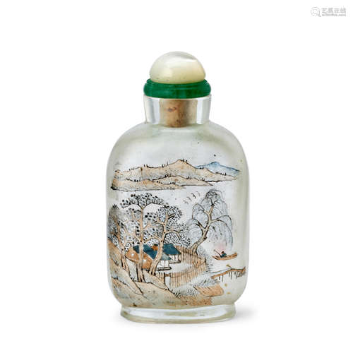 AN INSIDE-PAINTED GLASS SNUFF BOTTLE