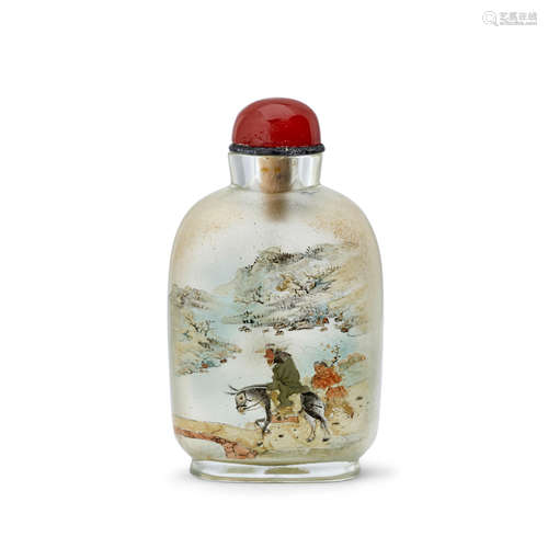 AN INSIDE-PAINTED GLASS SNUFF BOTTLE