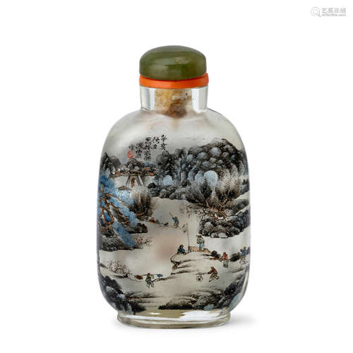 AN INSIDE-PAINTED GLASS SNUFF BOTTLE