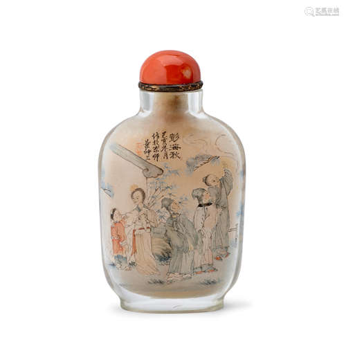 AN INSIDE-PAINTED GLASS SNUFF BOTTLE