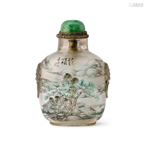 AN INSIDE-PAINTED ROCK CRYSTAL SNUFF BOTTLE