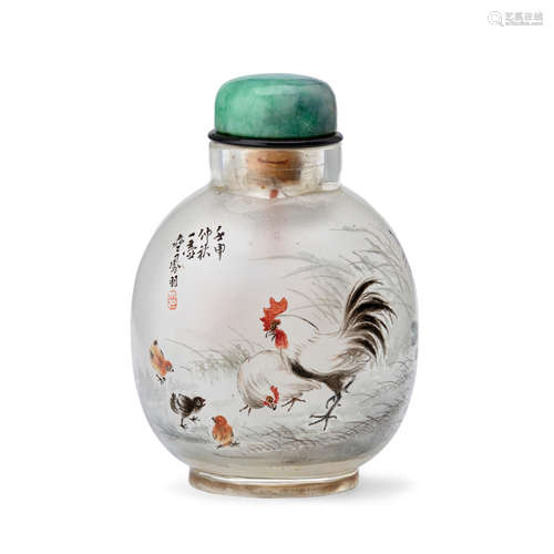 AN INSIDE-PAINTED GLASS SNUFF BOTTLE