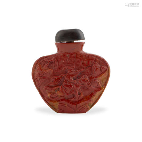 A RED-BROWN JASPER SPADE-SHAPED SNUFF BOTTLE