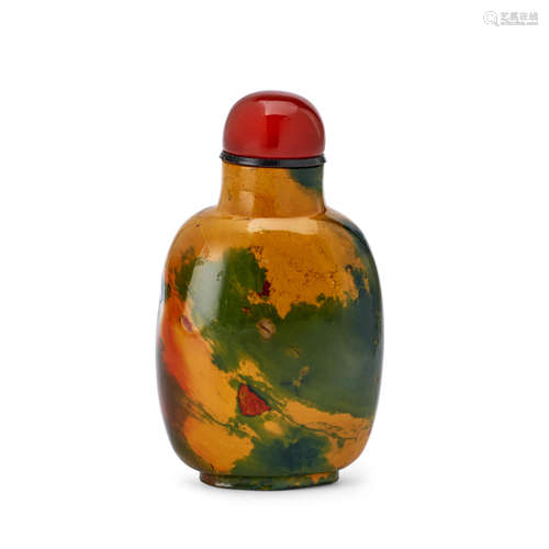 A BRILLIANT MULTI-COLOR JASPER SNUFF BOTTLE