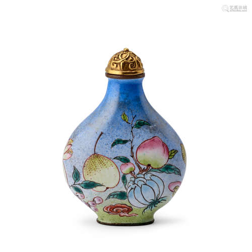 A RARE GUANGZHOU (CANTON) ENAMEL SNUFF BOTTLE