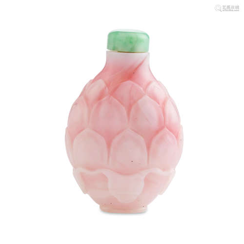 A white and Pink blush 'lotus-form' snuff bottle