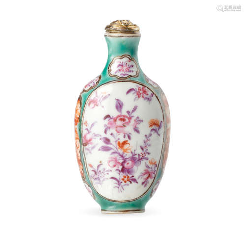 An turquoise-ground enameled porcelain snuff bottle