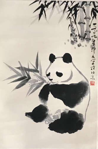 吳作人 熊貓 水墨紙本 立軸