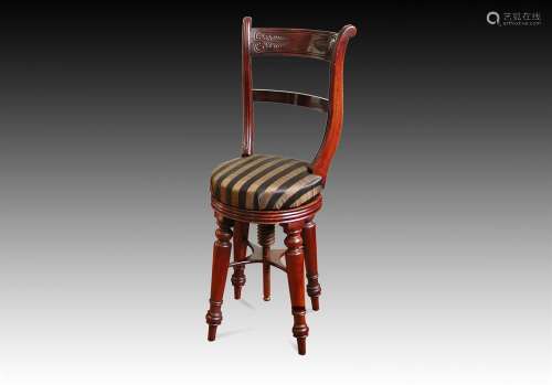† A MAHOGANY MUSICIANS CHAIR, EARLY 19TH CENTURY