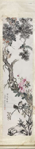 A Zhang daqian and zhang shan zi's flowers and birds paintin...