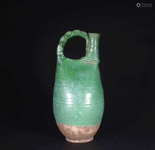 A green glazed pot
