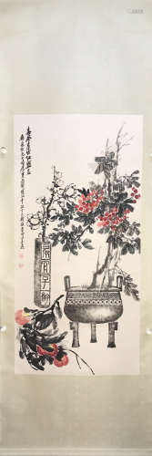 A Wu changshuo's flowers and birds painting