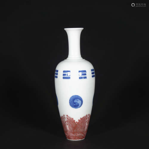 An underglaze-blue and copper-red vase