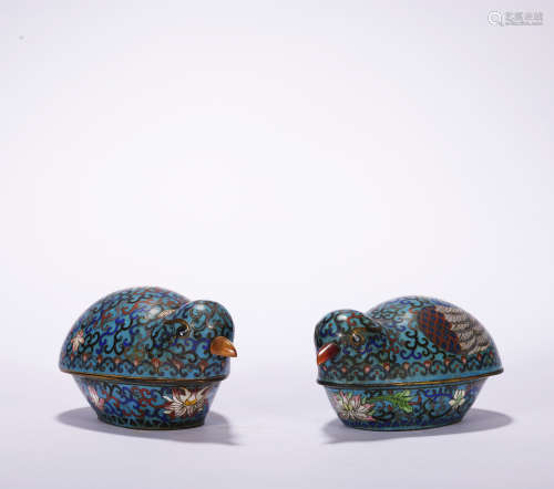 A pair of Cloisonne enamel washer