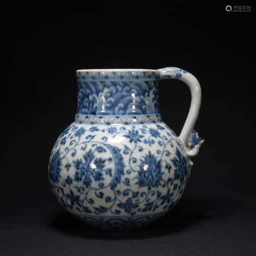 A blue and white 'floral' winepot