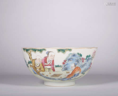 A famille-rose 'figure' bowl