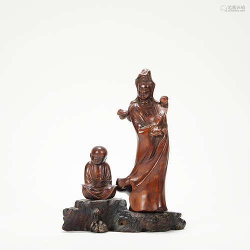 A wood statue of Guanyin