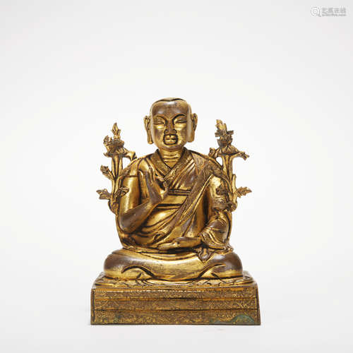 A gilt-bronze statue of tsongkhapa