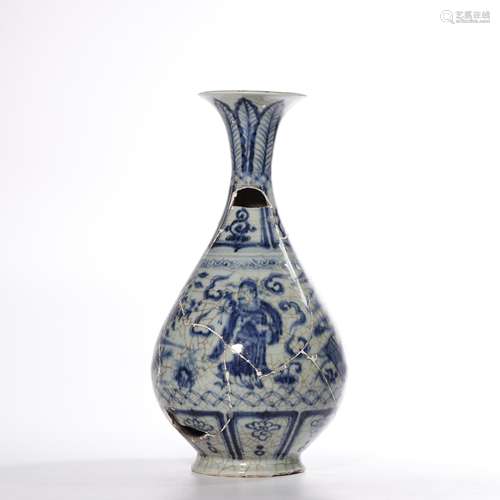 A blue and white 'figure' pear-shaped vase