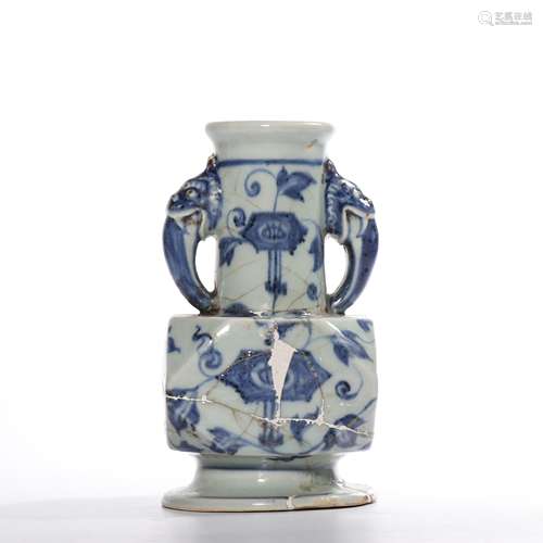 A blue and white vase