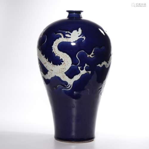 A blue glazed 'dragon' Meiping