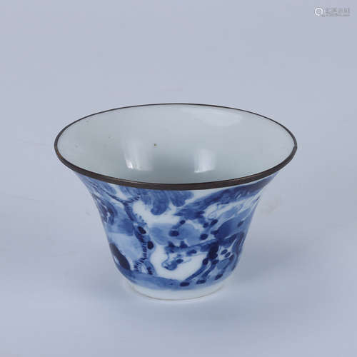 Guangxu Blue and White Eight Horses Cup